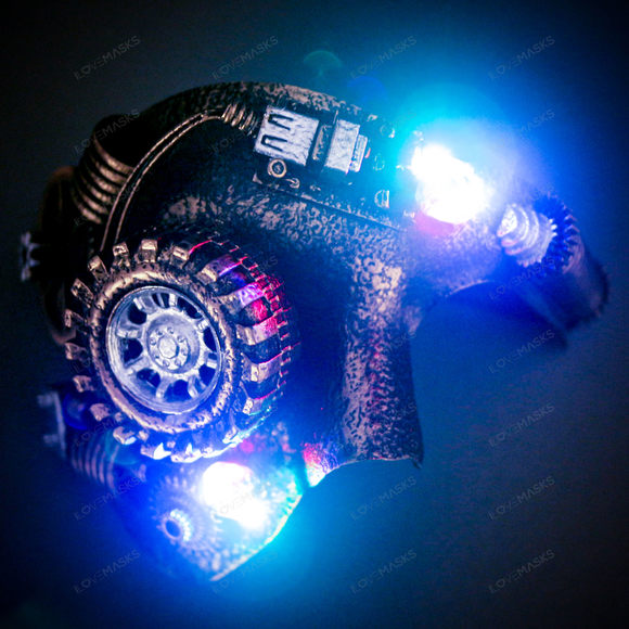 Phantom of the Opera Steampunk Mask with LED Lighting Masquerade - Black Gold - Picture 9 of 9